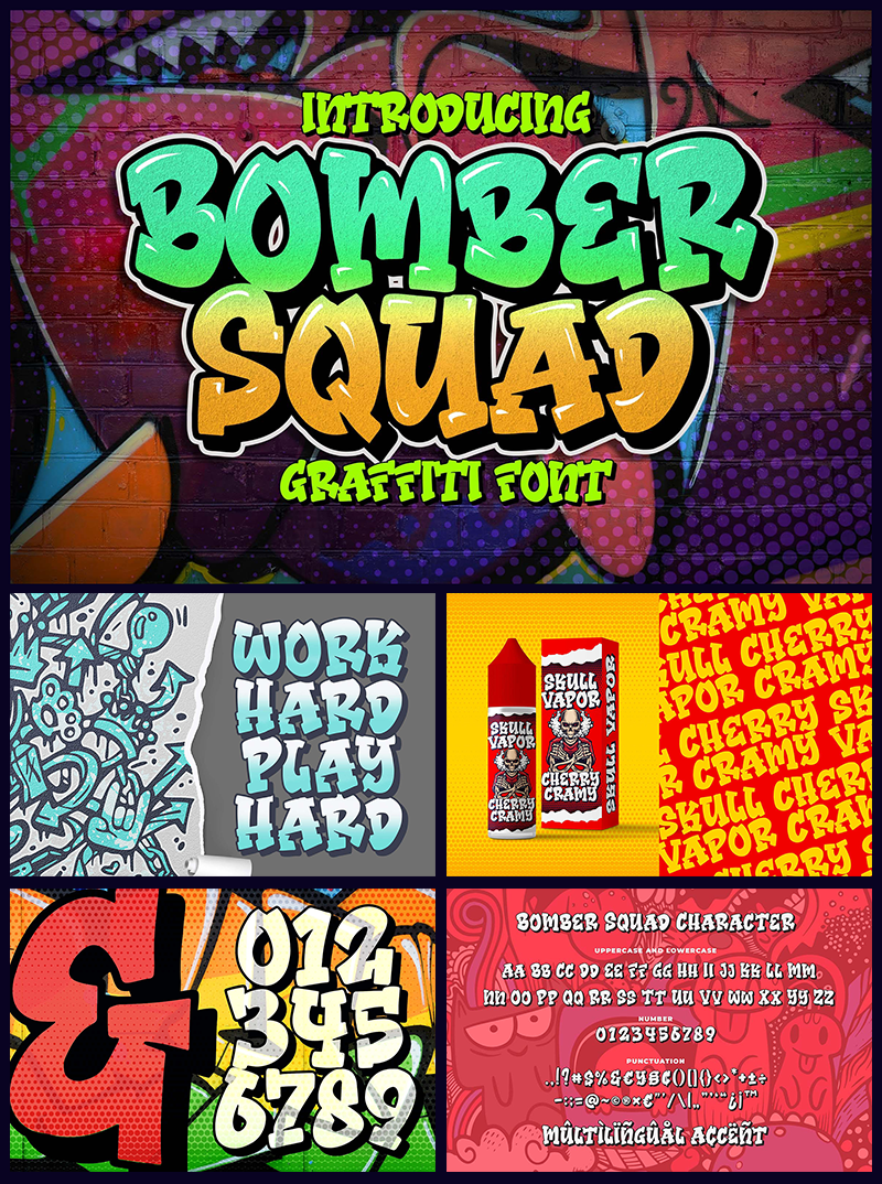 Bomber Squad | Fun, Colorful Display Font for Urban Designs